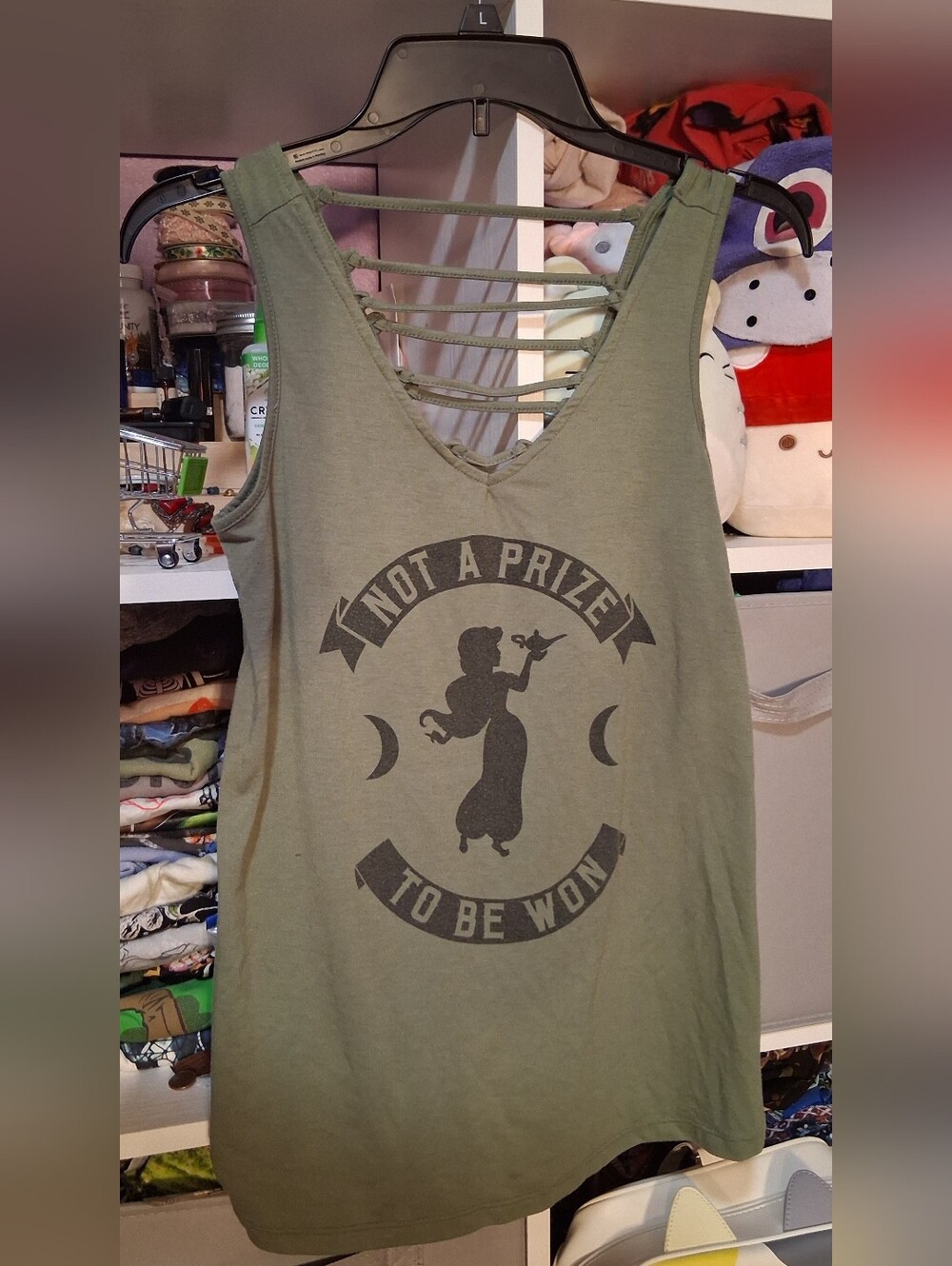 Disney Olive Green Graphic Ladder-Back Tank Top